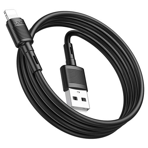 USB кабель Hoco X83 Victory Lightning, длина 1 метр (Черный)