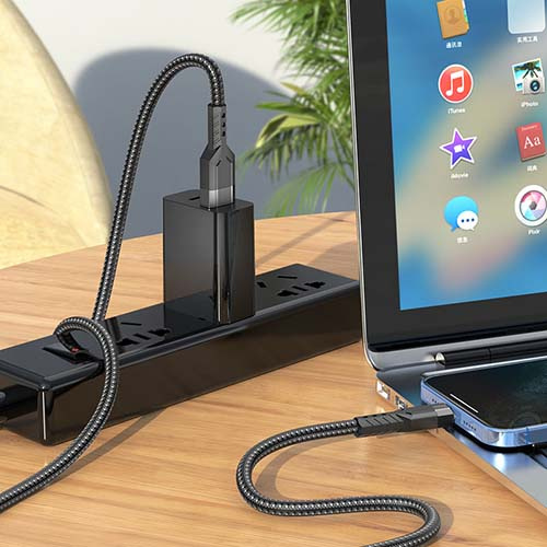 USB кабель Hoco U110 Lightning, длина 1,2 метра (Черный)