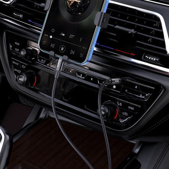 Аудио-кабель AUX c Lightning на 3.5mm Hoco UPA19 Черный