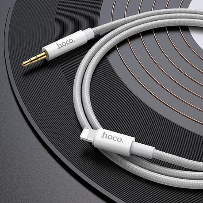 Аудио-кабель AUX c Lightning на 3.5mm Hoco UPA19 Серебристый