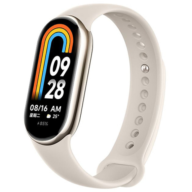 Фитнес-браслет Xiaomi Smart Band 8 (Международная версия) (Золотистый, с кремовым силиконовым ремешком) 