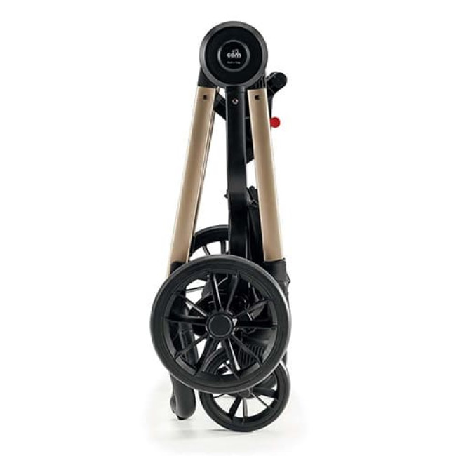 Детская коляска CAM Posh (2 в 1) ART965-T572+ART805T-V93S (Бежевый/черный c рамой цвета Золотой Блеск)