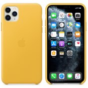 Чехол для iPhone 11 Pro Max Apple Leather Case (MX0A2ZM/A) лимонный сироп - фото
