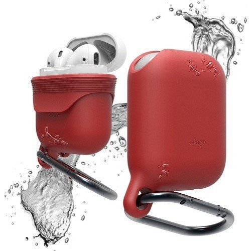 Водонепроницаемый чехол с карабином Elago Waterproof Hang Case для AirPods (Красный)