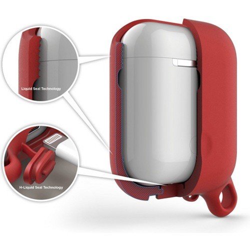 Водонепроницаемый чехол с карабином Elago Waterproof Hang Case для AirPods (Красный)