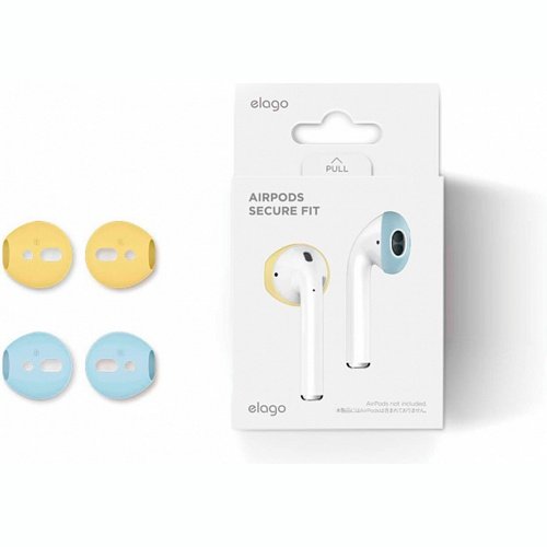 Накладки Elago Secure Fit для наушников Apple Airpods (Желтый/Голубой)