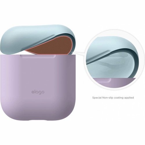 Чехол Elago Silicone Duo Case для AirPods с двумя сменными крышками (Фиолетовый)