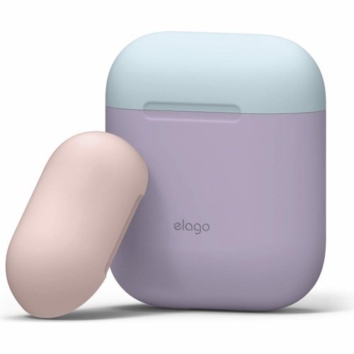 Чехол Elago Silicone Duo Case для AirPods с двумя сменными крышками (Фиолетовый)