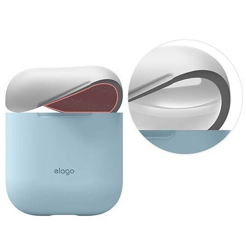 Чехол Elago Silicone Duo Case для AirPods с двумя сменными крышками (Голубой)