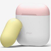 Чехол Elago Silicone Duo Case для AirPods с двумя сменными крышками (Белый с желтым и розовым) - фото