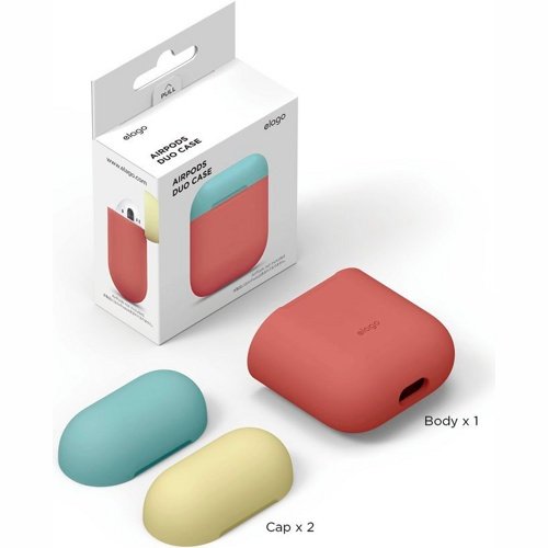 Чехол Elago Silicone Duo Case для AirPods с двумя сменными крышками (Красный)
