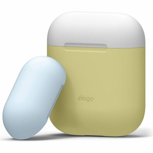 Чехол Elago Silicone Duo Case для AirPods с двумя сменными крышками (Желтый)
