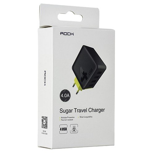 Зарядное устройство Rock Sugar Travel Charger на 4 USB выхода 4A (RWC0236) черное