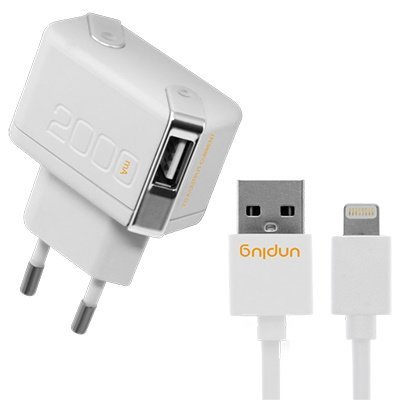 Зарядное устройство Unplug Travel 2A  2 USB + кабель Lightning для Apple