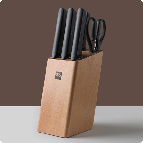 Набор ножей Xiaomi Huo Hou Fire Kitchen Steel Knife Set с подставкой (6 предметов) - Рисунок 1 Набор ножей Xiaomi Huo Hou Fire Kitchen Steel Knife Set с подставкой (6 предметов) - Рисунок 1