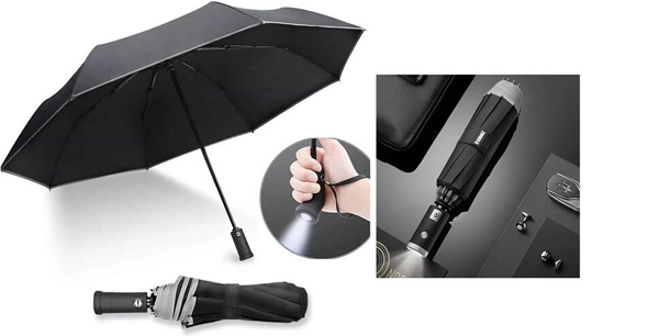 Зонт Xiaomi 90 Points со светодиодным фонариком Auto Umbrella With LED (Черный) - 1