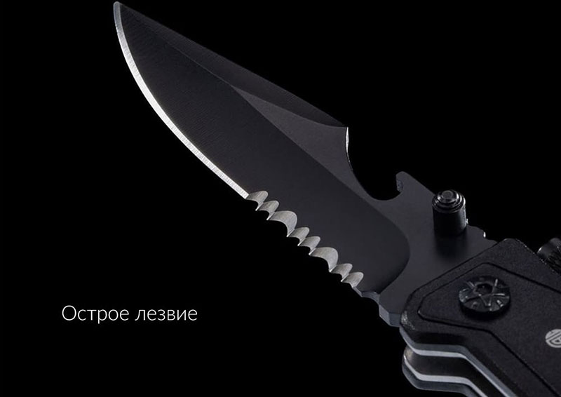 Складной нож Xiaomi Jiuxun Tools Ninety Outdoor Folding Knife 7 in 1 (Черный) - 5