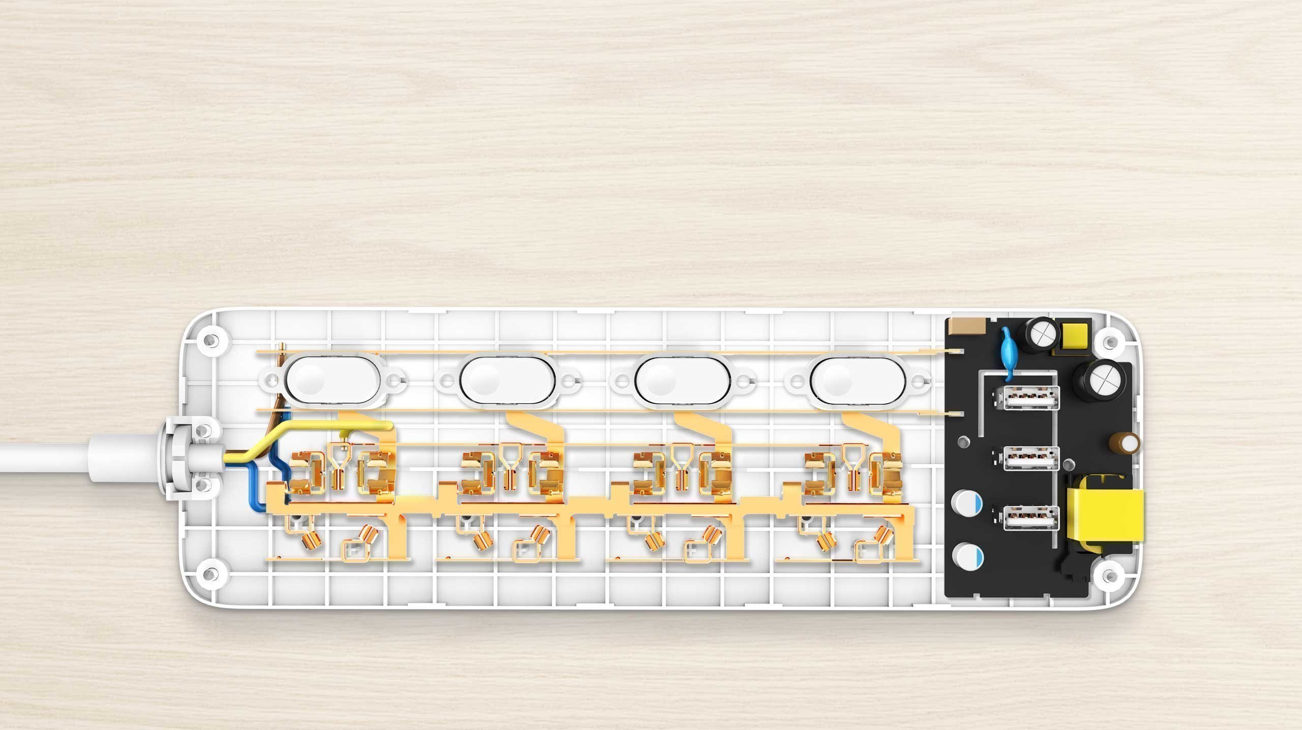 Удлинитель Xiaomi Mi Power Strip 4 розетки и 3 USB (Белый) - Рисунок 4 Удлинитель Xiaomi Mi Power Strip 4 розетки и 3 USB (Белый) - Рисунок 4