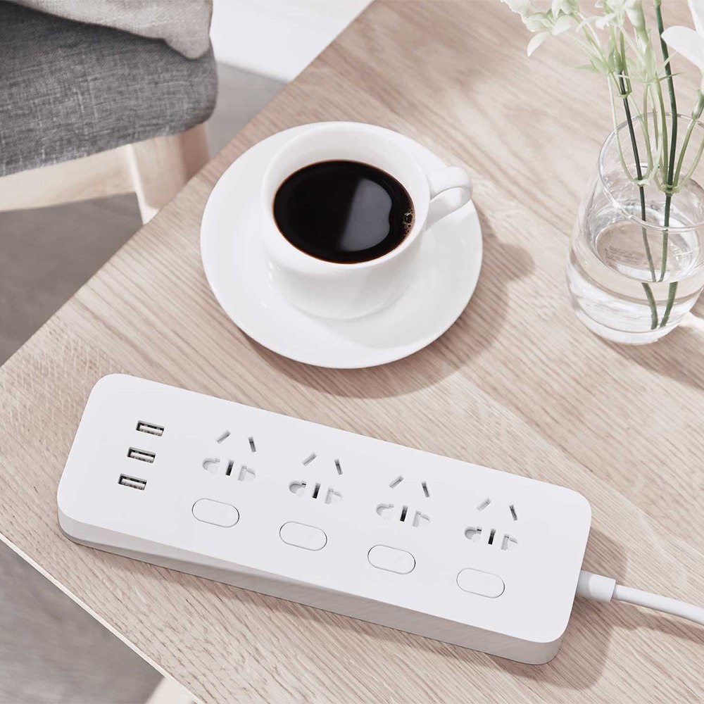 Удлинитель Xiaomi Mi Power Strip 4 розетки и 3 USB (Белый) - Рисунок 1 Удлинитель Xiaomi Mi Power Strip 4 розетки и 3 USB (Белый) - Рисунок 1