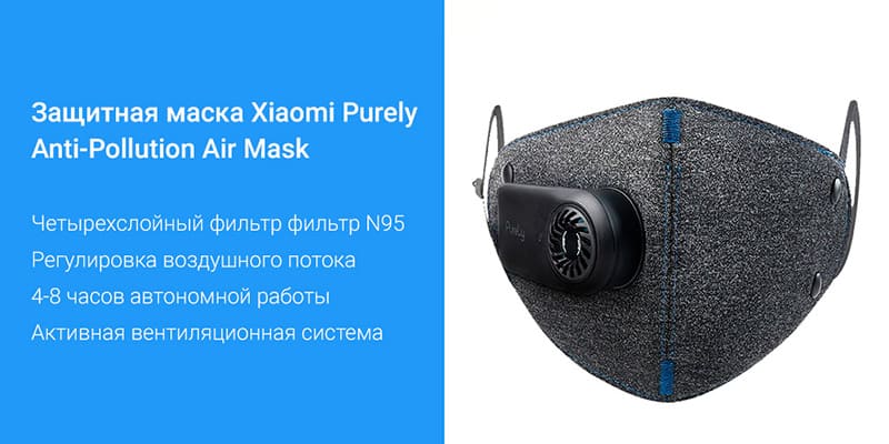 Маска-респиратор Xiaomi Purely AntiPollution Air Mask Серый - 1