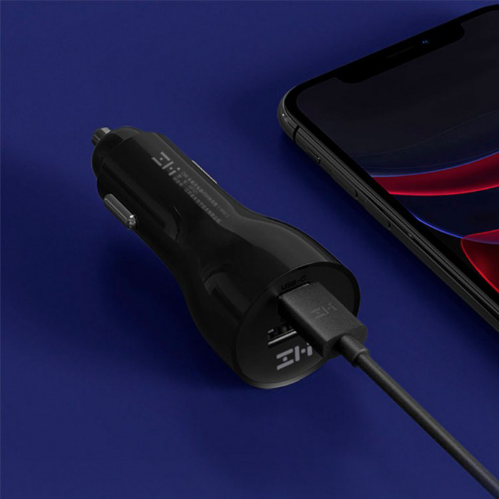 Автомобильное зарядное устройство Xiaomi ZMI Metal Car Charger 45W Dual Port USB/Type-C (AP721) Черный - 6