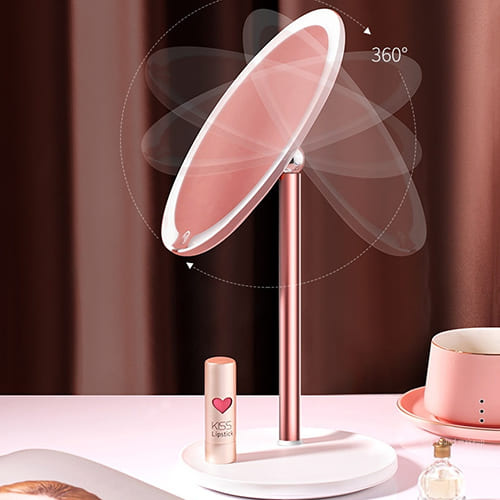 Зеркало для макияжа с подсветкой и увеличением Jordan&Judy NV532 (Розовый)