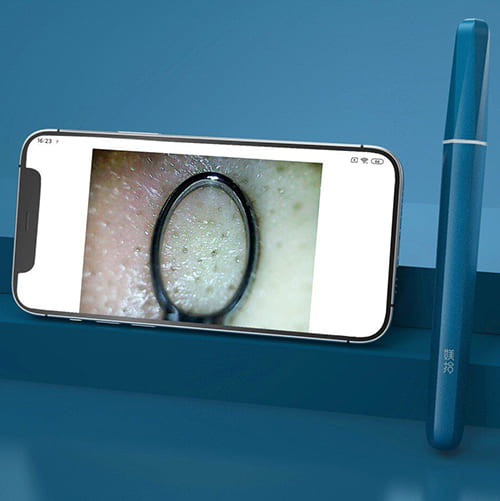 Вакуумный аппарат с камерой для чистки пор лица Meishi Visual Pore Cleaner (Синий)