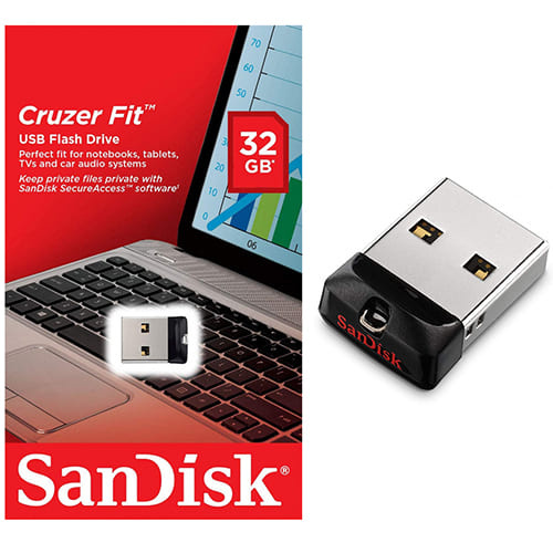 USB Флеш 32GB SanDisk Cruzer Fit (Черный)