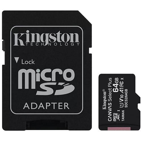 Карта памяти Kingston Canvas Select Plus microSDXC  64ГБ (SDCG3/64GB) + SD адаптер