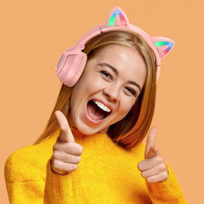 Наушники Borofone BO18 Cat Ear (Розовый)