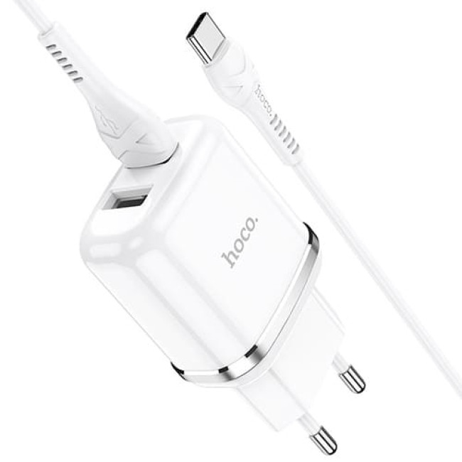 Зарядное устройство Hoco N4 Aspiring 2 USB 2.4A + Type-C кабель (Белый)