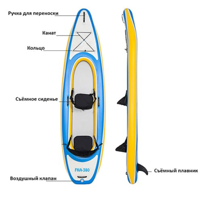 Байдарка GUETIO GT380KAY Inflatable Double Seat Adventuring Kayak 
