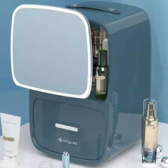 Холодильник для косметики с зеркалом MOYU Magic mirror 220V 18.8L HL-02M Синий