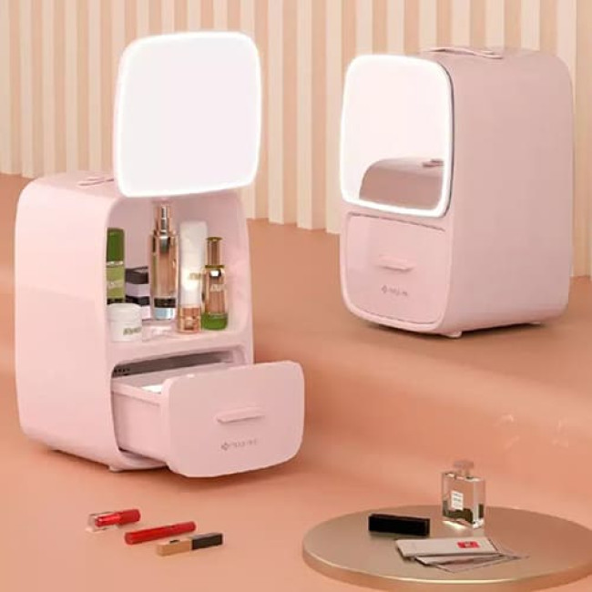 Холодильник для косметики с зеркалом MOYU Magic mirror 220V 18.8L HL-02M Розовый