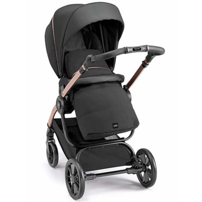 Детская коляска CAM Posh (2 в 1) ART965-T571+ART805T-V95S (Черный/розовый c рамой цвета Розовое золото)