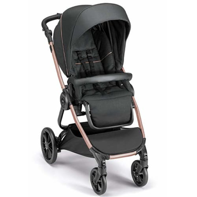 Детская коляска CAM Posh (2 в 1) ART965-T571+ART805T-V95S (Черный/розовый c рамой цвета Розовое золото)