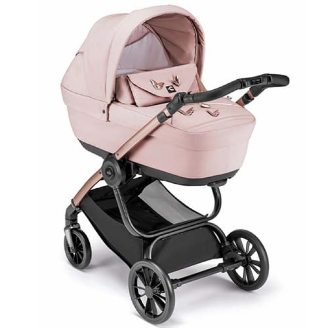 Детская коляска CAM Posh (2 в 1) ART965-T573+ART805T-V95S (Розовый c рамой цвета Розовое золото)