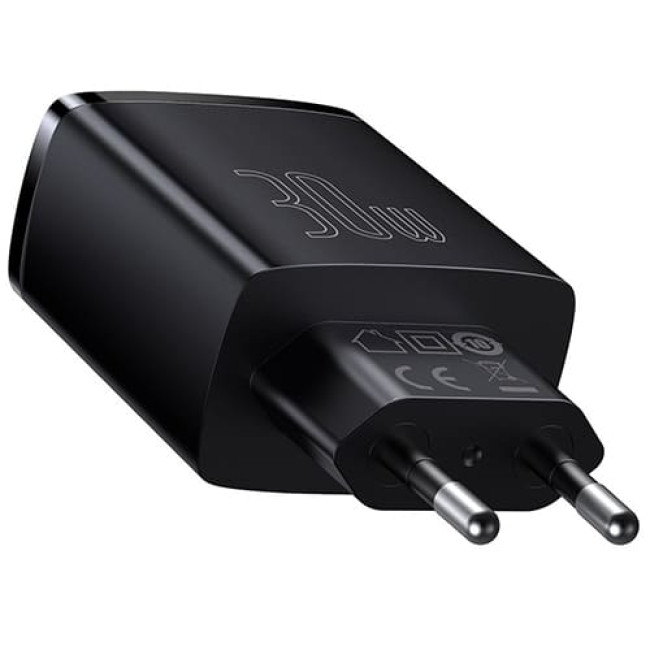 Зарядное устройство Baseus Compact Quick Charger 3A, 30W Type-C + 2*USB CCXJ-E01 Черный
