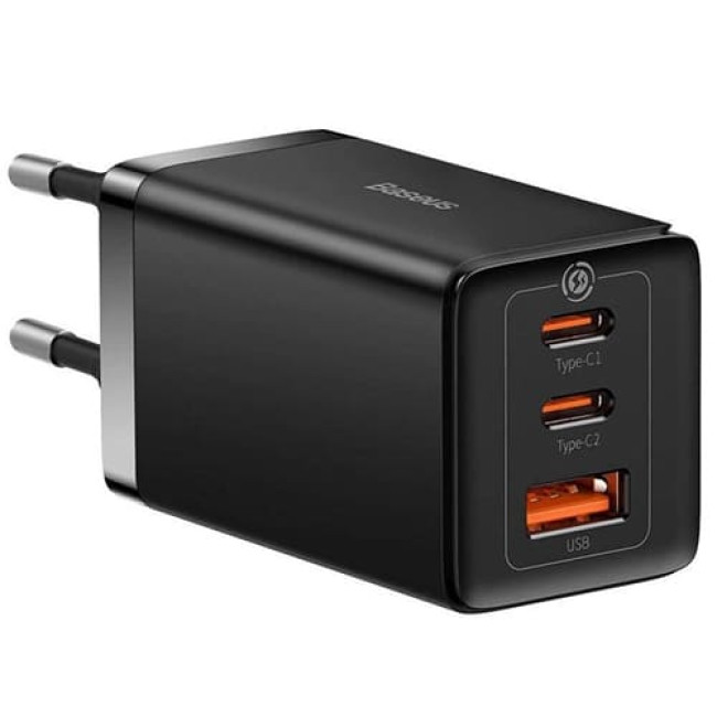Зарядное устройство Baseus GaN5 Pro Fast Charger 65W USB + 2*USB Type-C CCGP120201 + кабель Type-C Черный