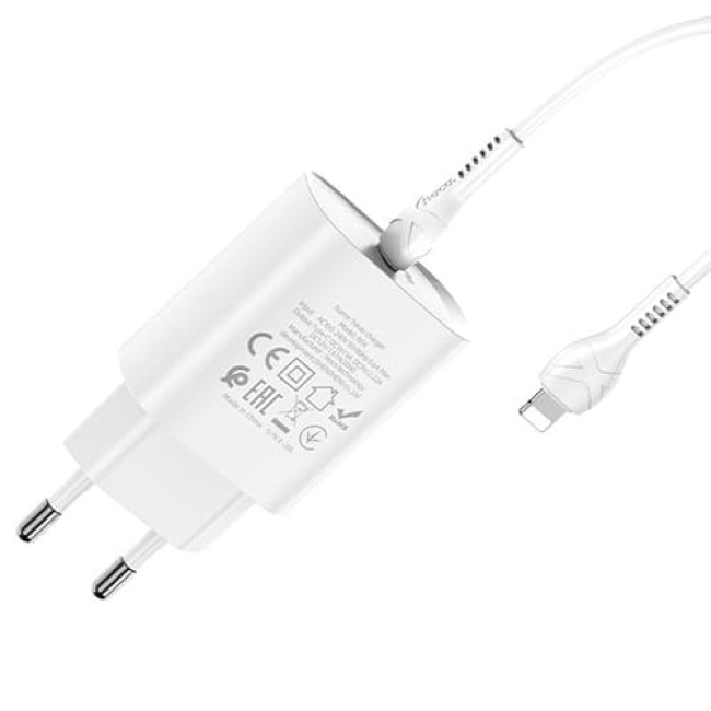 Зарядное устройство Hoco N14 Type-C PD20W QC3.0 + кабель Type-C - Lightning Белый