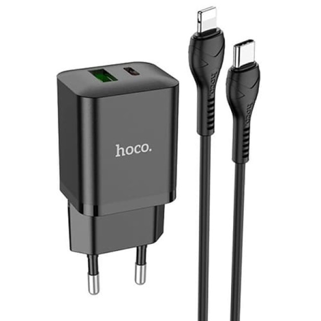Зарядное устройство Hoco N28 + кабель Type-C - Lightning Черный