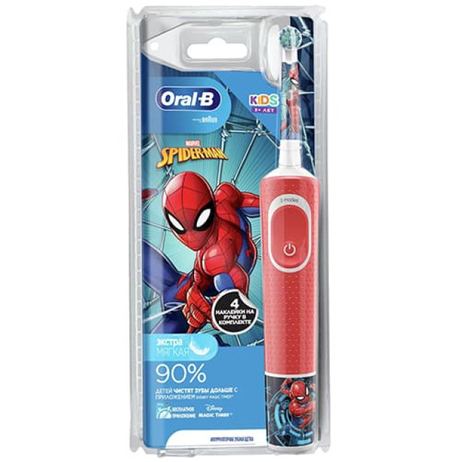 Электрическая детская зубная щетка Oral-B Vitality Kids Spiderman D100.413.2K 