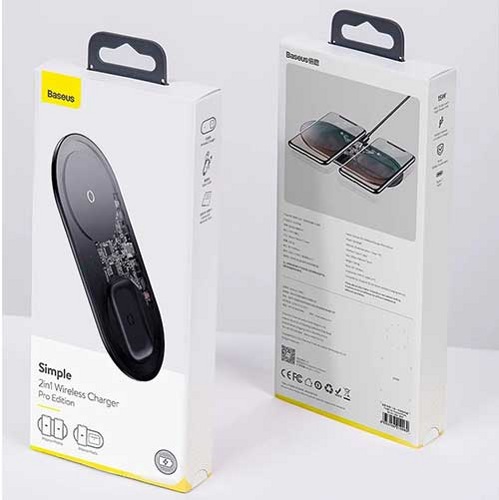 Беспроводное зарядное устройство Baseus BS-W508 Simple 2 in 1 Wireless Charger (Pro) для iPhone и AirPods (Черный)