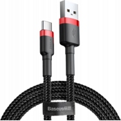 USB кабель Baseus Cafule Cable для зарядки и синхронизации Type-С, длина 1 метр (Черный/Красный)  - фото