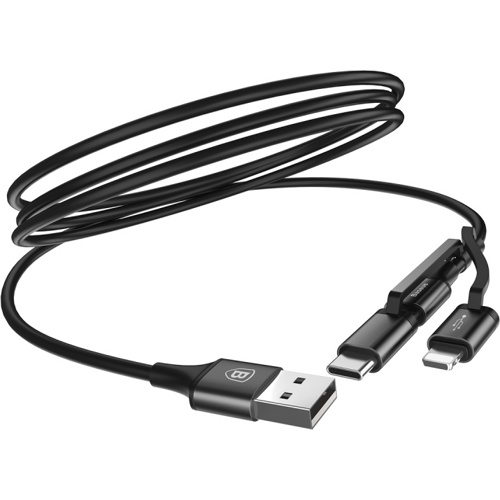 USB кабель Baseus Excellent 3 в 1 Cable MicroUSB Lightning + Type-С  1,2 метра (Черный)