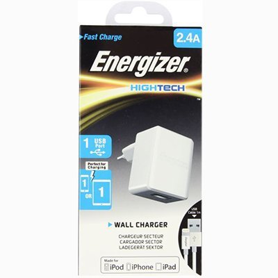 Зарядное устройство Energizer 2.4A + кабель Lightning (ACA1BEUHLI3)
