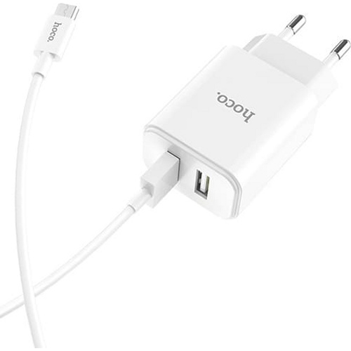 Зарядное устройство Hoco C62A Victoria 2 USB 2.1А + кабель MicroUSB (Белый)