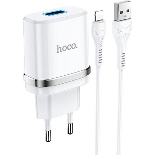 Зарядное устройство Hoco N1 Ardent 2.4A + кабель Lighting (Белый)