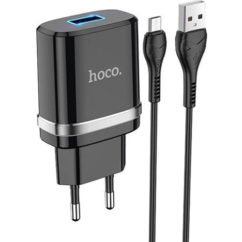 Зарядное устройство Hoco N1 Ardent 2.4A + кабель MicroUSB (Черный)