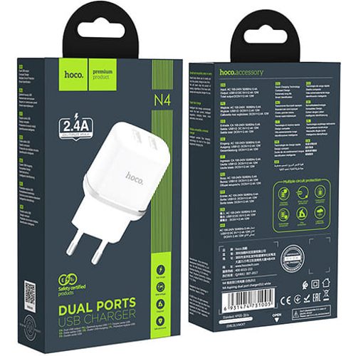 Зарядное устройство Hoco N4 Aspiring 2 USB 2.4A (Белый)